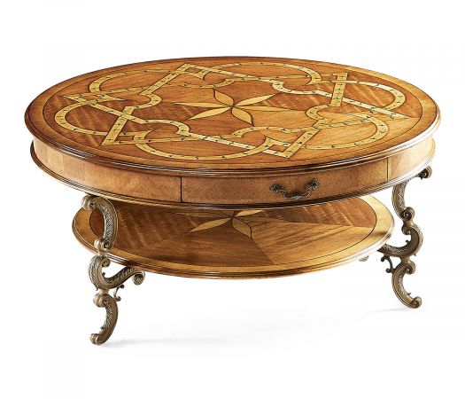 Satinwood & Marquetry round coffee table