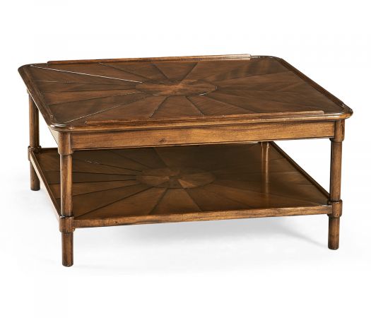 Square rustic walnut coffee table