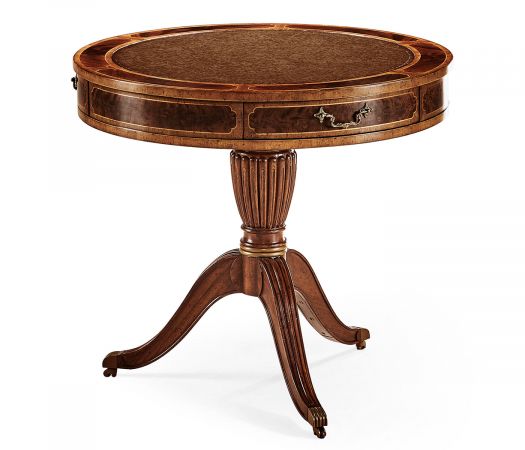 Mahogany Drum Table (Red Leather)