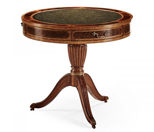 Mahogany Drum Table (Green Leather)