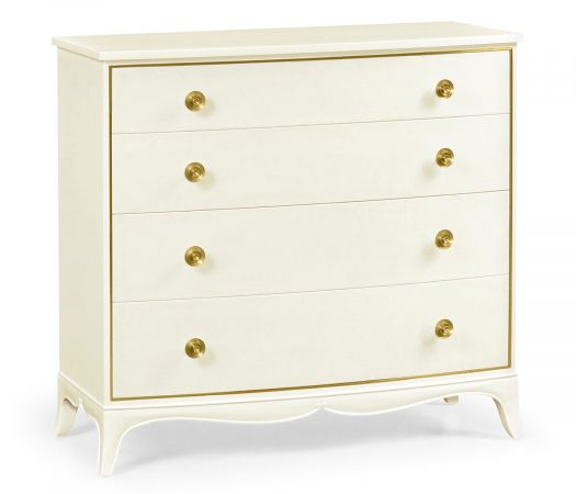 Ivory & Crackle Ceramic Lacquered Chest of Four Drawers