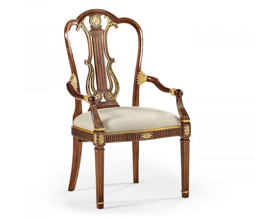 Buckingham Gilded Lyre Back Arm Chair