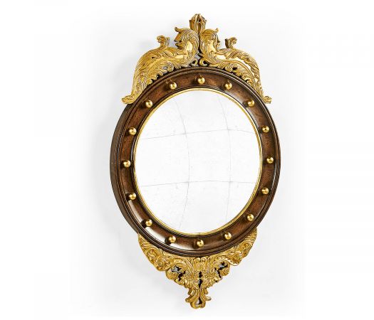 Windsor Collection - Regency walnut & gilt round convex églomisé mirror (Small)