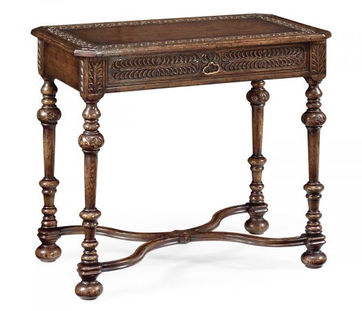 Sherwood Oak Collection - Chip Carved Dark Oak Rectangular Side Table