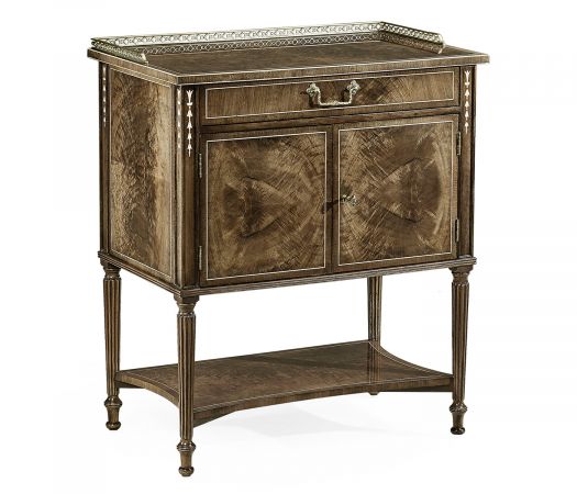 Buckingham Collection - Bleached Mahogany Bedside Table with Brass Gallery