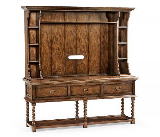 Country Farmhouse Collection - Dark Walnut Welsh Dresser Style TV Cabinet