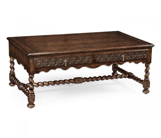 Sherwood Oak Collection - Tudor Dark Oak Rectangular Distressed Coffee Table