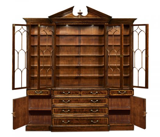 Buckingham Collection - Triple Mahogany Display Cabinet with Drawers