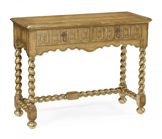 Sherwood Oak Collection - Linenfold Natural Oak Console