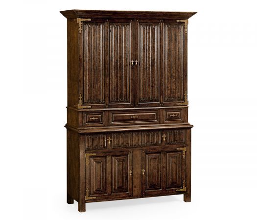 Sherwood Oak Collection - Linenfold Dark Oak TV Cabinet