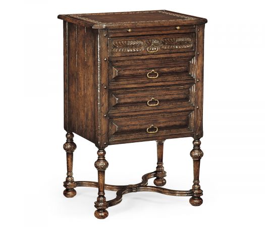 Sherwood Oak Collection - Tudorbethan Dark Oak Bedside Chest of Drawers