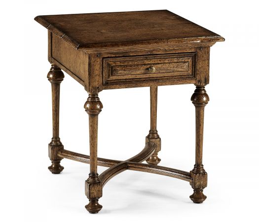 Sherwood Oak Collection - Elizabethan Style Dark Oak Square Side Table