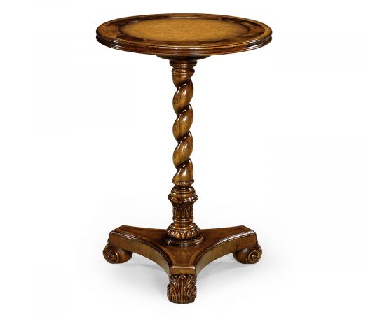 Windsor Collection - Oyster round lamp table leather inset top