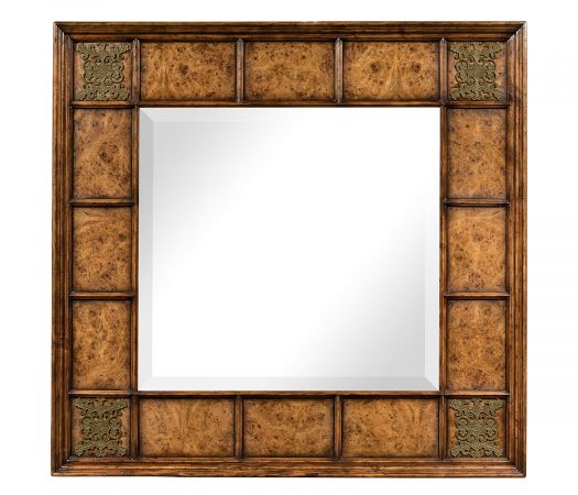 Nottinghamshire Collection - Square walnut & burl oak mirror