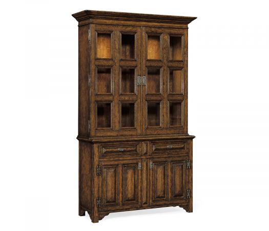 Sherwood Oak Collection - Tudorbethan Dark Oak China Cabinet