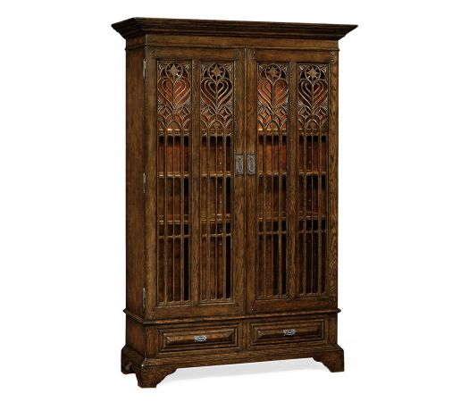 Sherwood Oak Collection - Gothic Dark Oak Display Cabinet