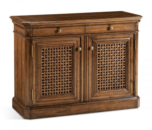 Country Farmhouse Collection - Latticework Walnut Side Cabinet