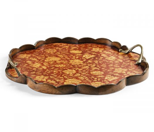 Hampton Collection - Scalloped Red Chinoiserie Tray