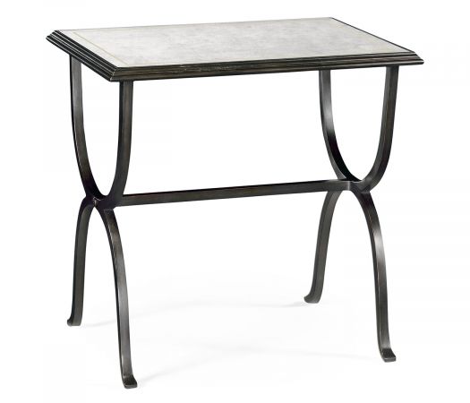 JC Modern - Luxe Collection - Églomisé & Bronze Iron Rectangular Side Table