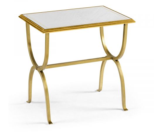 JC Modern - Luxe Collection - Églomisé & Gilded Iron Rectangular Side Table