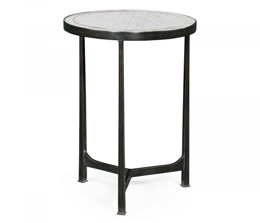 JC Modern - Luxe Collection - Églomisé & Bronze Iron Round Lamp Table