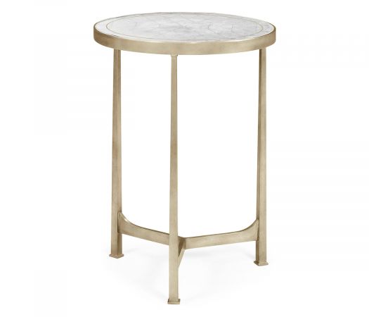 JC Modern - Luxe Collection - Églomisé & Silver Iron Round Lamp Table