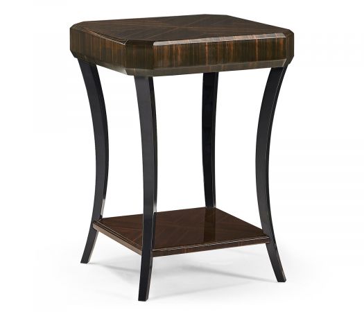 JC Modern - Ebony Collection - Small Square Art Deco Macassar Ebony High Lustre Side Table