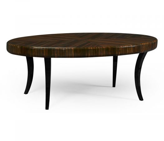 JC Modern - Ebony Collection - Oval Art Deco Macassar Ebony High Lustre Coffee Table