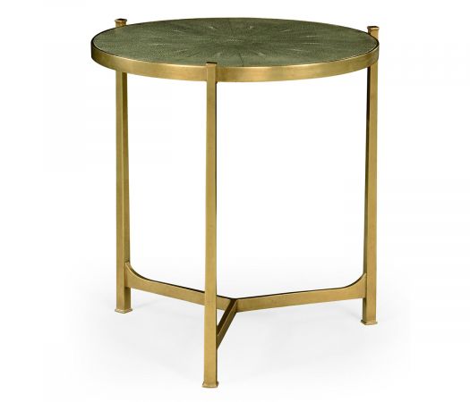 JC Modern - Luxe Collection - Large Green Round Faux Shagreen Gilded Side Table