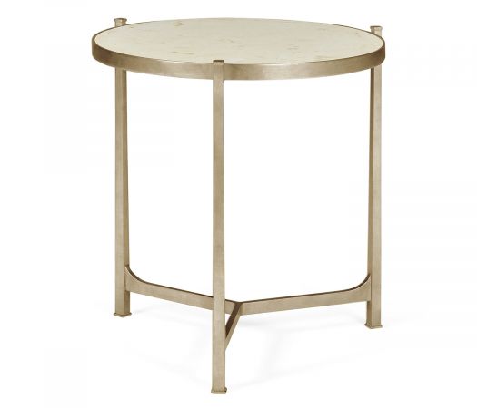 JC Modern - Luxe Collection - Large Scagliola & Silver Round Side Table