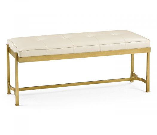 JC Modern - Luxe Collection - Gilded Iron & Cream Leather Bench