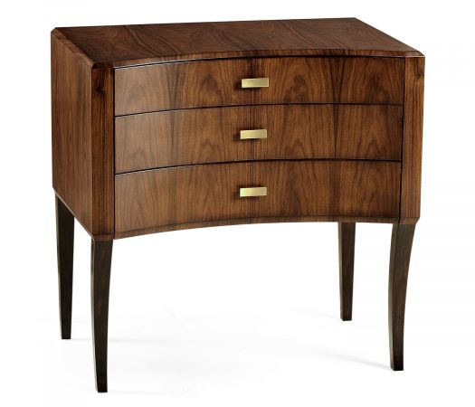 JC Modern - Santos Collection - Art Deco Satin Curved Chest of Drawers