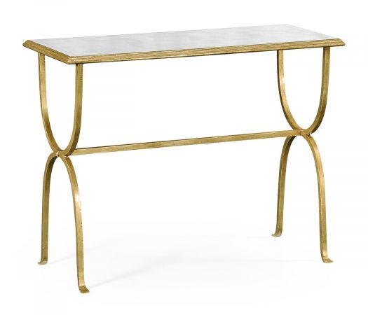 JC Modern - Luxe Collection - Églomisé & Gilded Iron Horseshoe Console