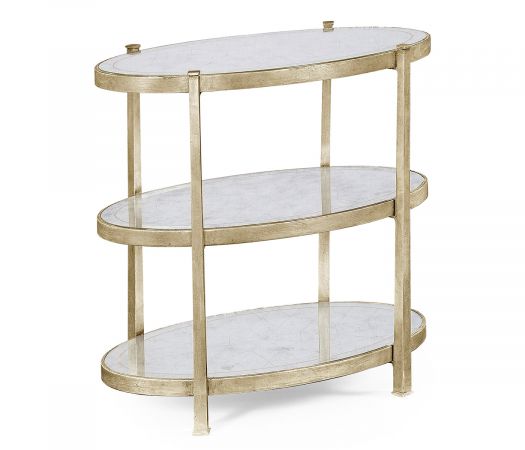 JC Modern - Luxe Collection - Small Églomisé & Silver Iron Three-Tier Table