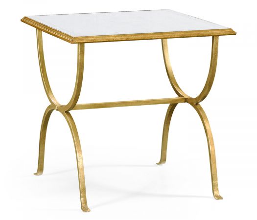 JC Modern - Luxe Collection - Églomisé & Gilded Iron Square Side Table