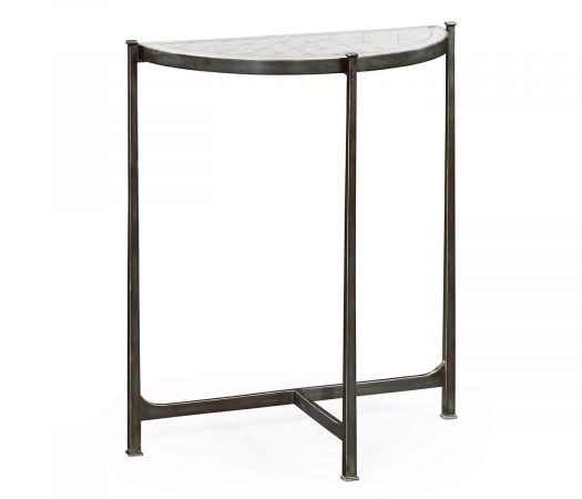 JC Modern - Luxe Collection - Small Églomisé & Bronze Iron Demilune Console