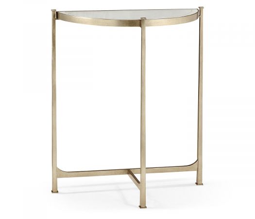 JC Modern - Luxe Collection - Small Églomisé & Silver Iron Demilune Console