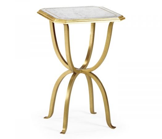 JC Modern - Luxe Collection - Églomisé & Gilded Iron Octagonal Side Table