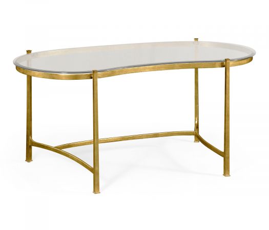 JC Modern - Luxe Collection - Gilded Kidney Desk with Glass Top
