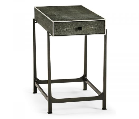 JC Modern - Luxe Collection - Anthracite Faux Shagreen & Bronze Iron Side Table