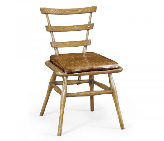 Sherwood Oak Collection - Country Style Natural Oak Side Chair With Cushion