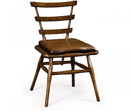 Sherwood Oak Collection - Country Style Dark Oak Side Chair With Cushion