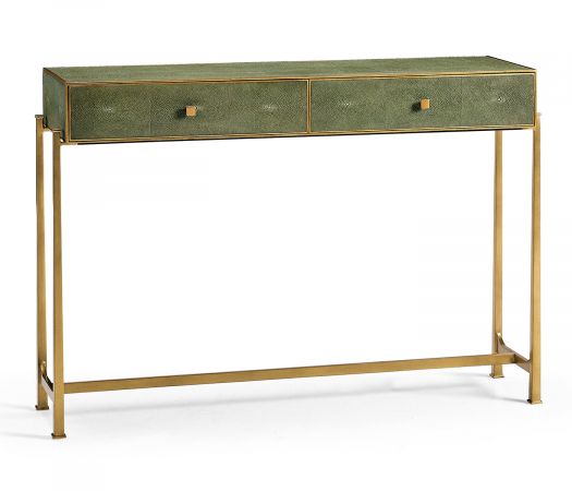 JC Modern - Luxe Collection - Green Faux Shagreen & Gilded Console