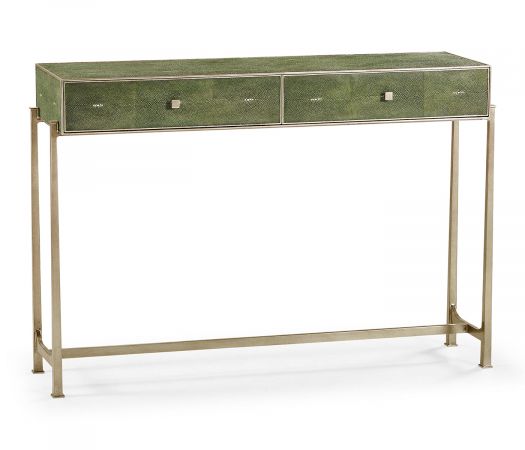 JC Modern - Luxe Collection - Green Faux Shagreen & Silver Console