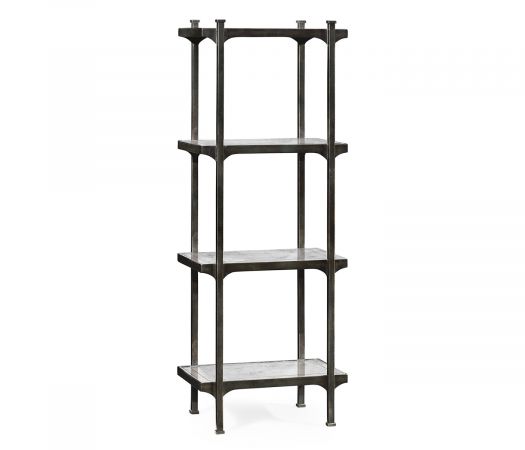 JC Modern - Luxe Collection - Églomisé & Bronze Iron Narrow Four-Tier Étagère