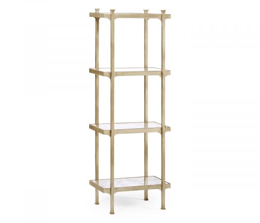 JC Modern - Luxe Collection - Églomisé & Silver Iron Narrow Four-Tier Étagère