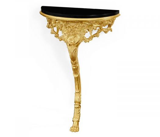 Versailles Collection - Carved & gilded bracket console (Black marble top)