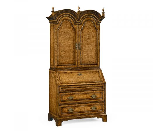 Nottinghamshire Collection - Queen Anne Pollard Veneer Bureau Cabinet (Wooden Doors)