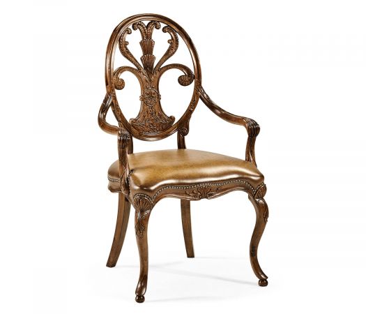 Sheraton Walnut Oval Back Arm Chair