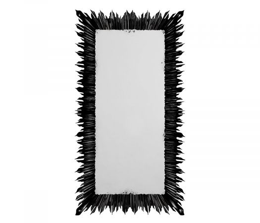 Versailles Collection - Black finish floor standing rectangular sunburst mirror